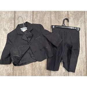 Toddler Vintage Black Tuxedo Jacket Vest Pants  Size 1 Peanut Butter Collection